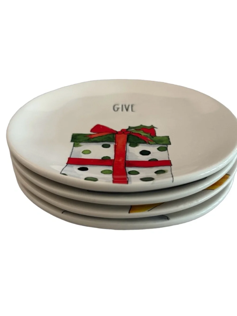 RAE DUNN by Magenta Ceramic Plate 6” (set of 4) Artisan Collection Christmas